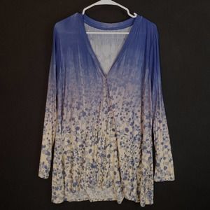 Blue Cardigan Sweater stretch Knit  size M/L